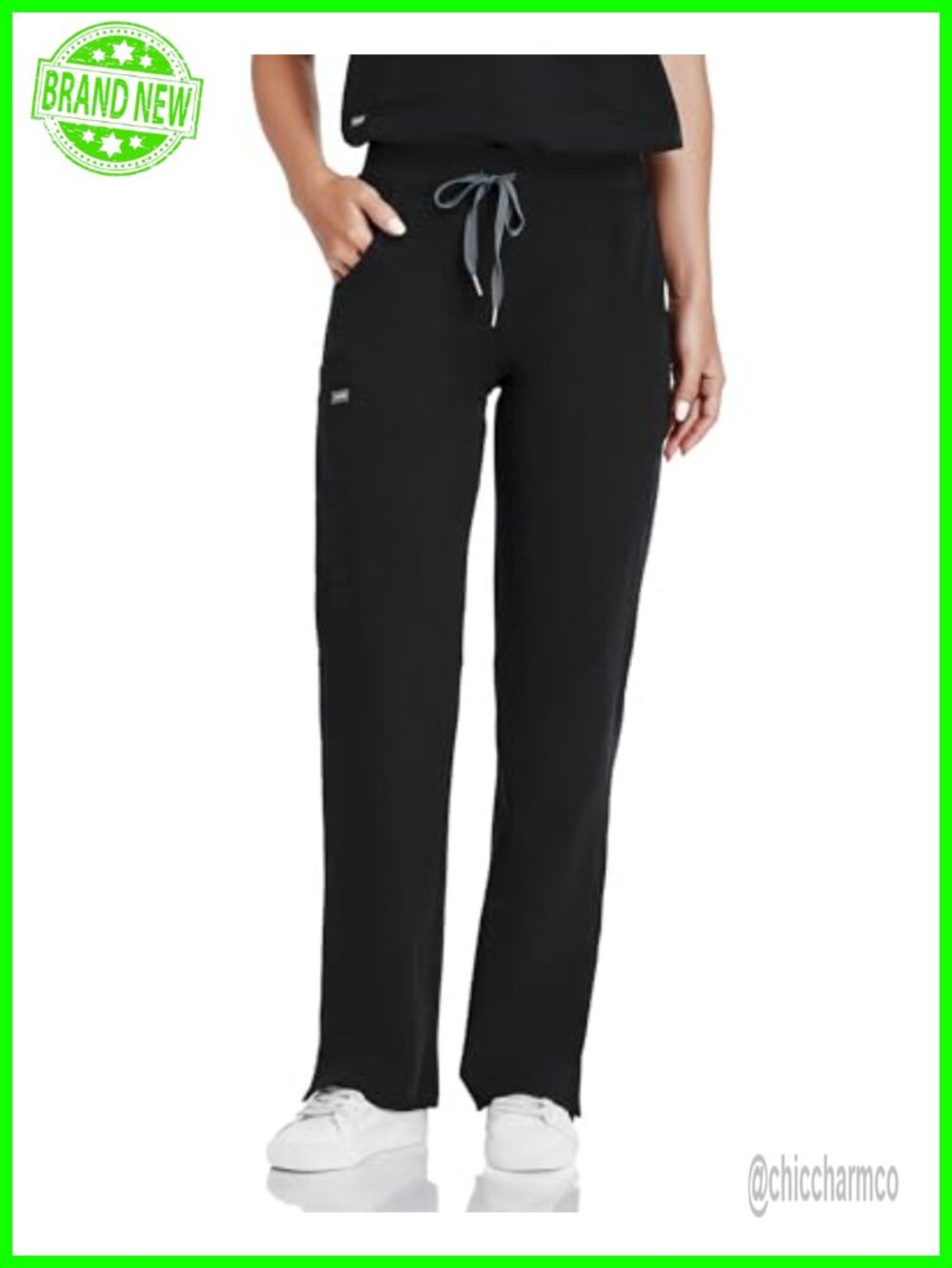 Scrub Pants Cargo Knit Waistband Straight Leg